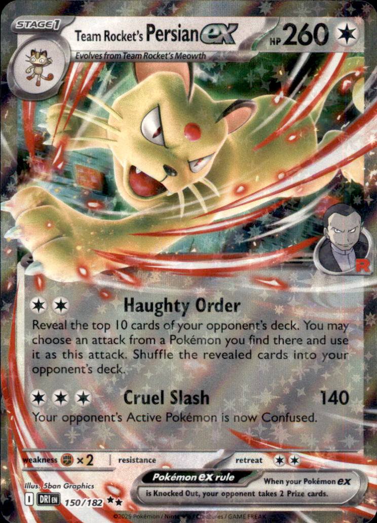Team Rocket's Persian ex Holo Double Rare SV10: Destined Rivals 150/182 NM