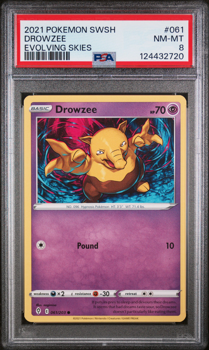 Drowzee Evolving Skies Pokemon Sword & Shield Evolving Skies 061 NM PSA 8