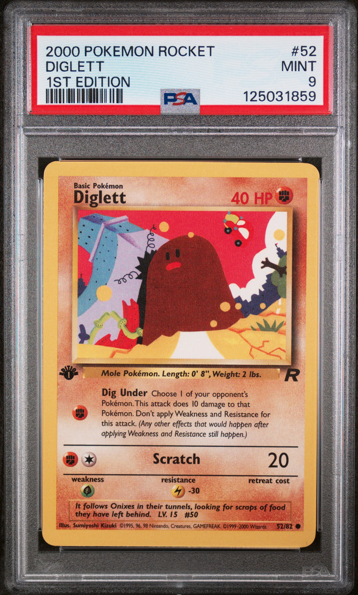 Diglett 1st Edition Pokemon Rocket 52 NM PSA 9