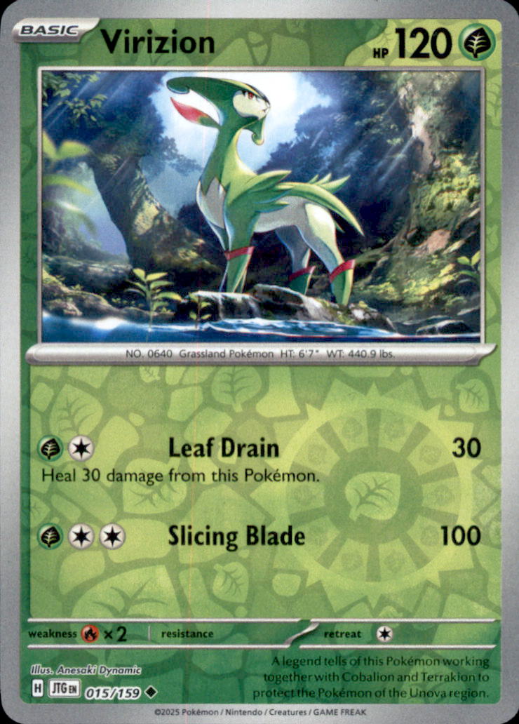 Virizion Reverse Holo Uncommon SV09: Journey Together 015/159 NM