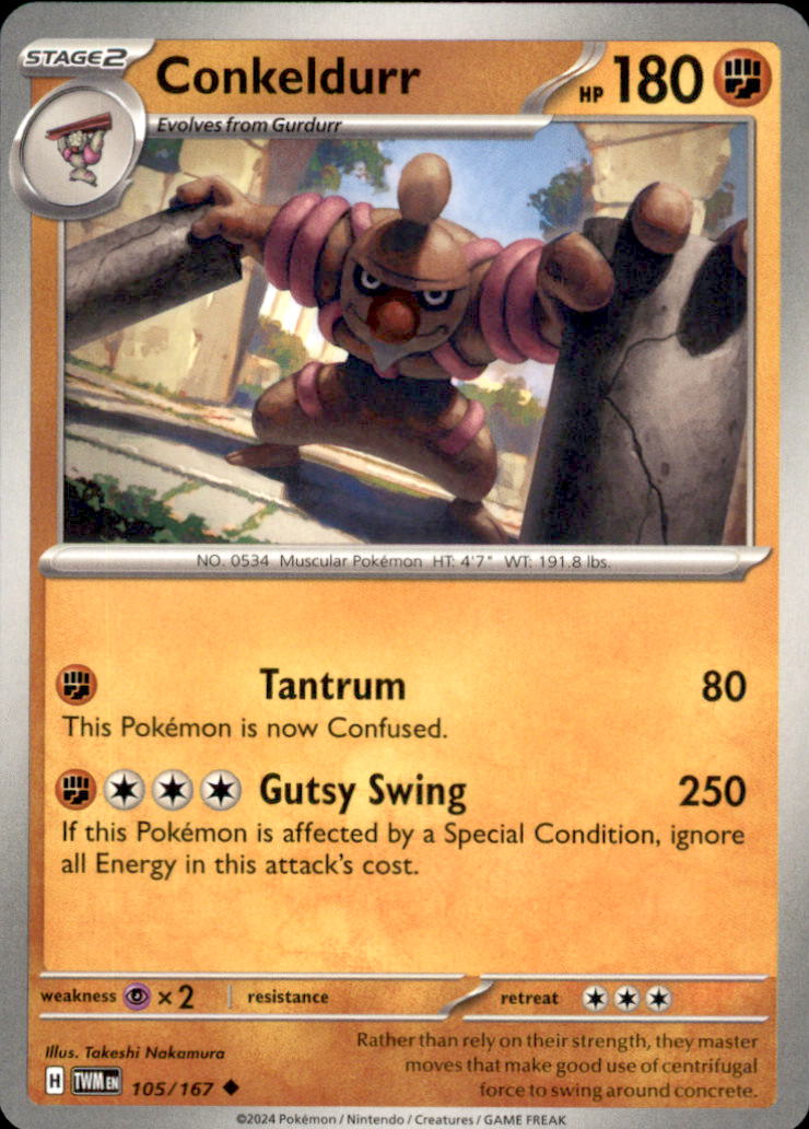 Conkeldurr Uncommon SV06: Twilight Masquerade 105/167 NM