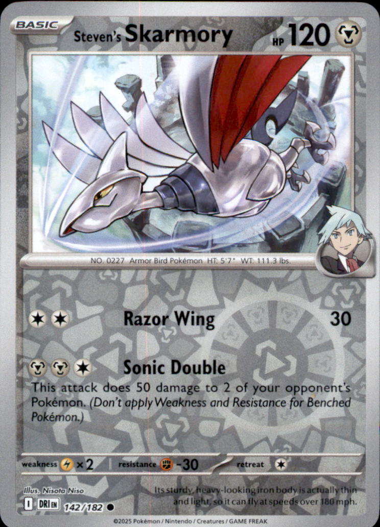 Steven's Skarmory Reverse Holo Common SV10: Destined Rivals 142/182 NM