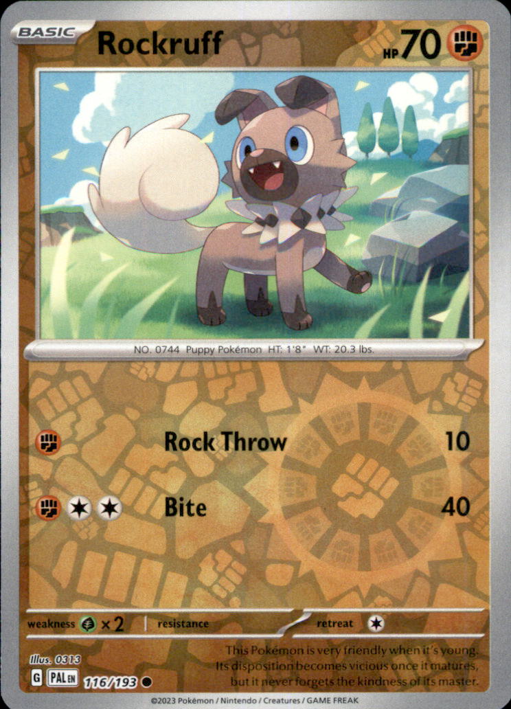 Rockruff Reverse Holo Common SV02: Paldea Evolved 116/193 NM
