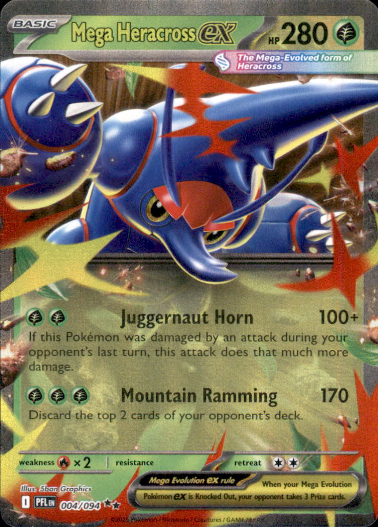 Mega Heracross ex Holo Double Rare ME02: Phantasmal Flames 004/094 NM