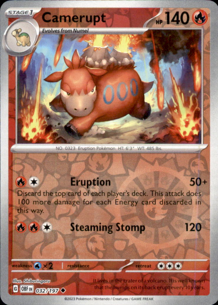 Camerupt Reverse Holo Uncommon SV03: Obsidian Flames 032/197 NM