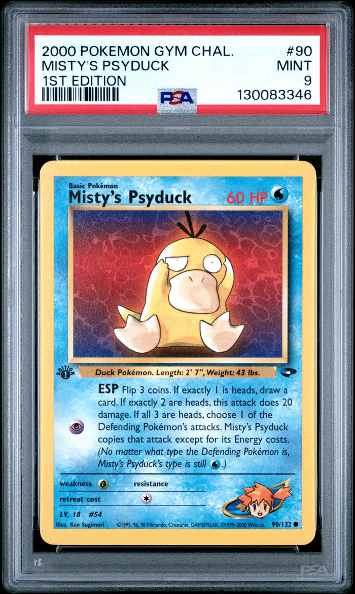 Misty'S Psyduck 1st Edition Pokemon Gym Challenge 90 NM PSA 9