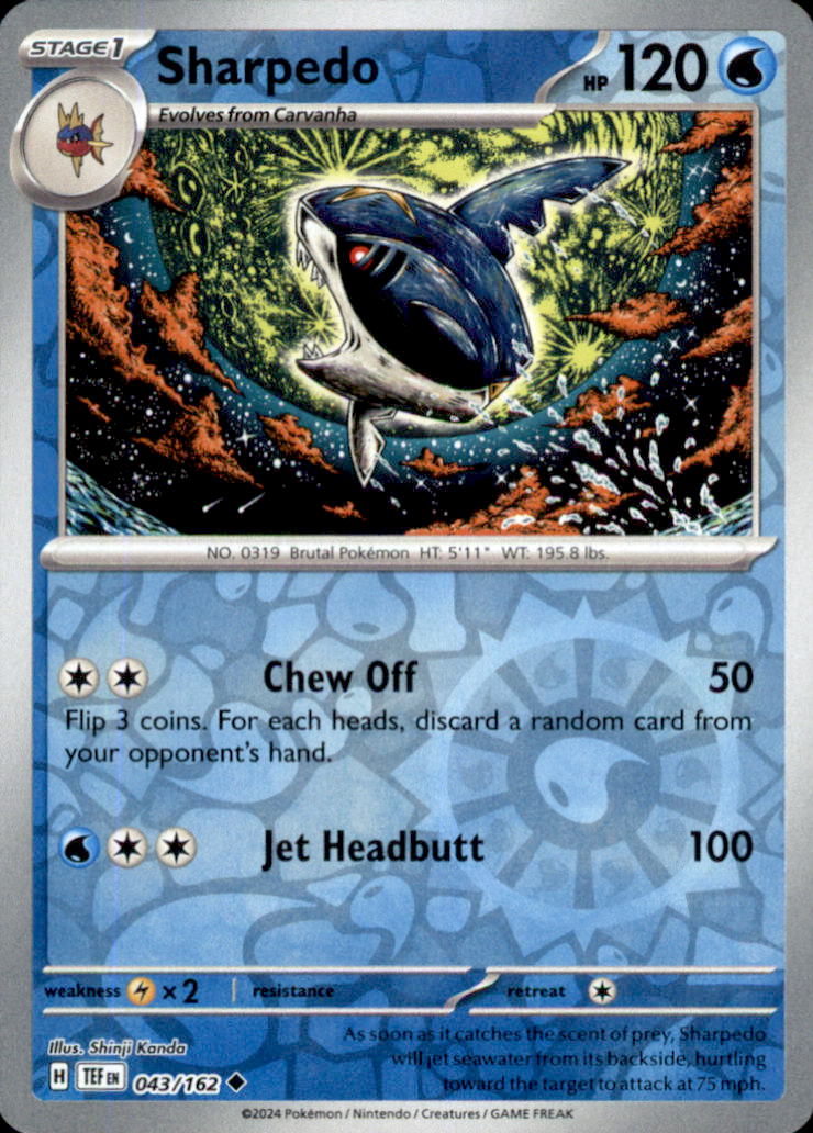 Sharpedo Reverse Holo Uncommon SV05: Temporal Forces 043/162 NM
