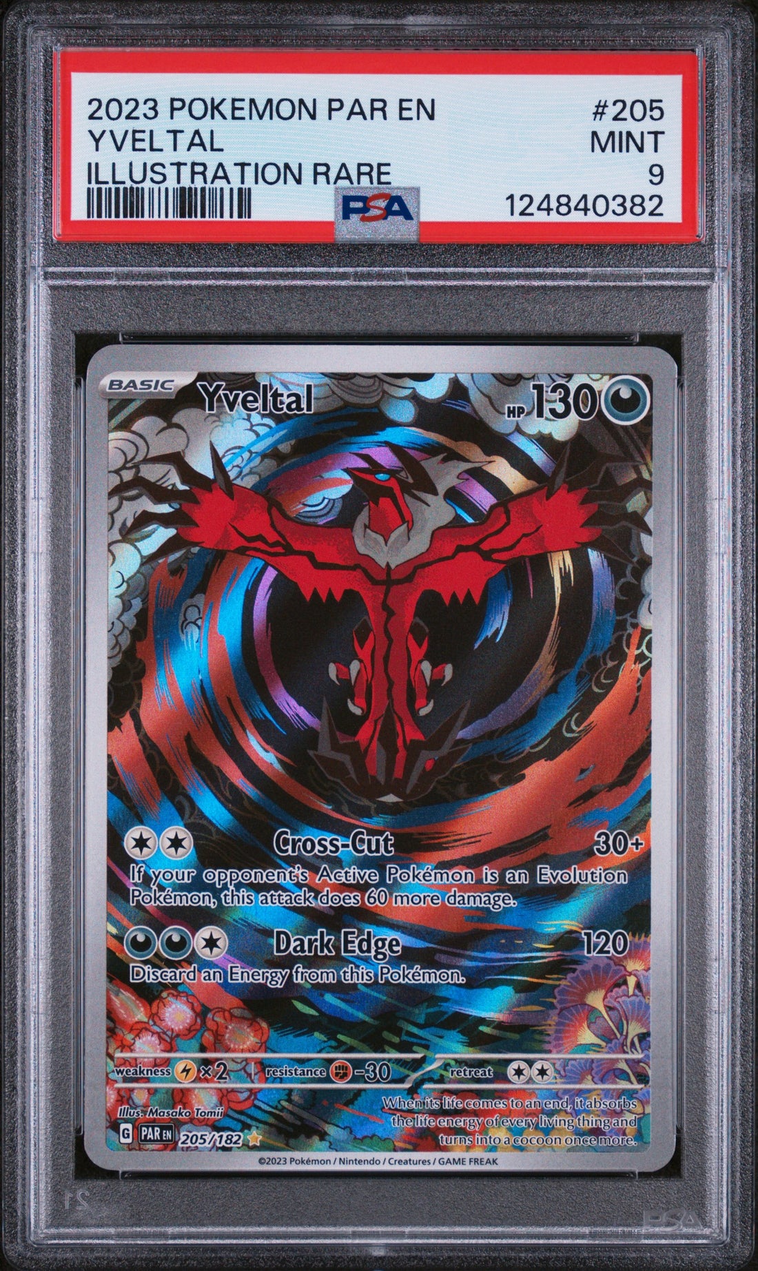 Yveltal Illustration Rare Pokemon Par En-Paradox Rift 205 NM PSA 9