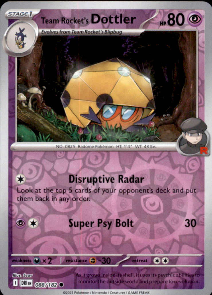 Team Rocket's Dottler Reverse Holo Common SV10: Destined Rivals 088/182 NM