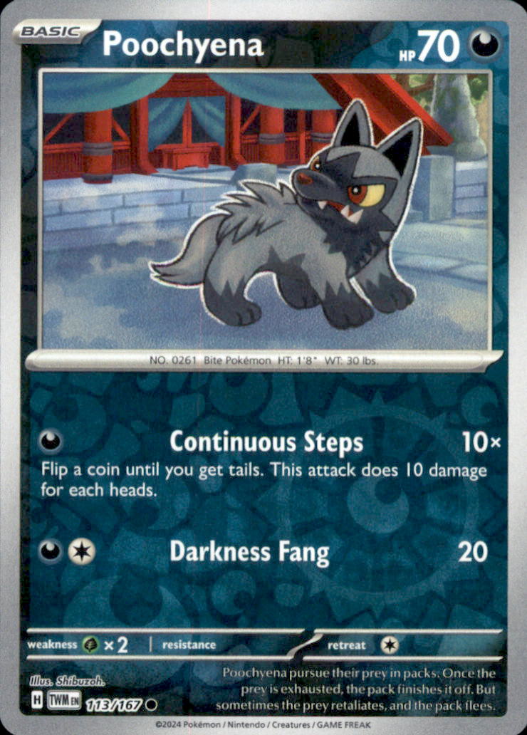 Poochyena Reverse Holo Common SV06: Twilight Masquerade 113/167 NM