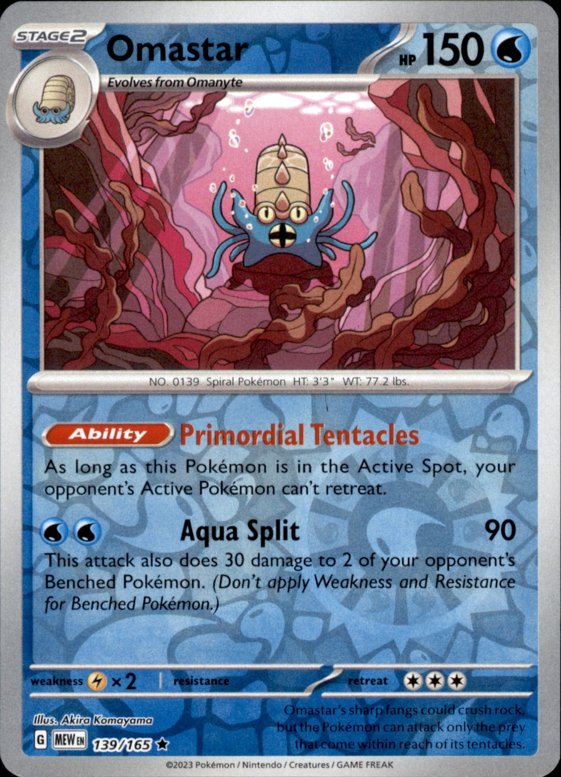 Omastar Reverse Holo Rare SV: Scarlet & Violet 151 139/165 NM