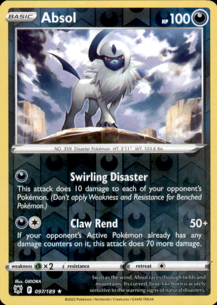 Absol Reverse Holo Holo Rare SWSH10: Astral Radiance 097/189 NM