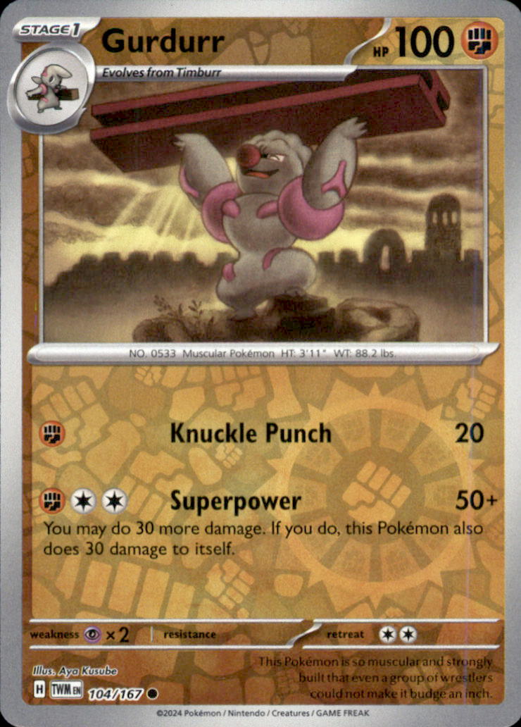 Gurdurr Reverse Holo Common SV06: Twilight Masquerade 104/167 NM