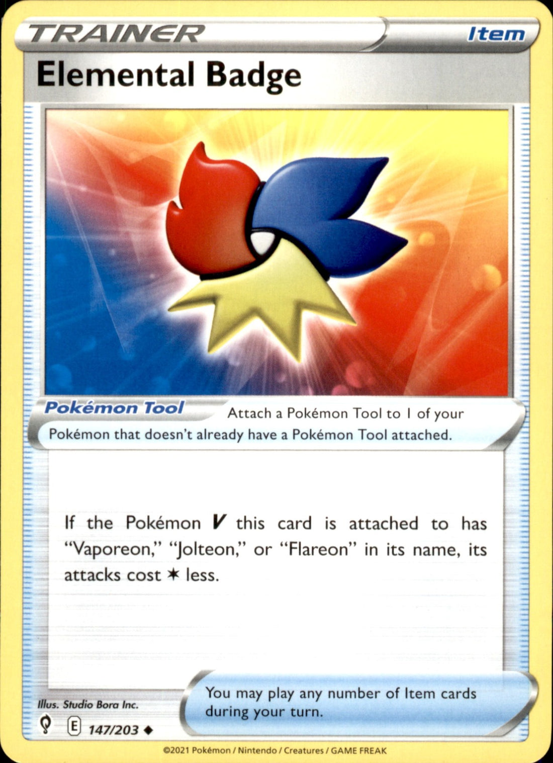 Elemental Badge Uncommon SWSH07: Evolving Skies 147/203 NM