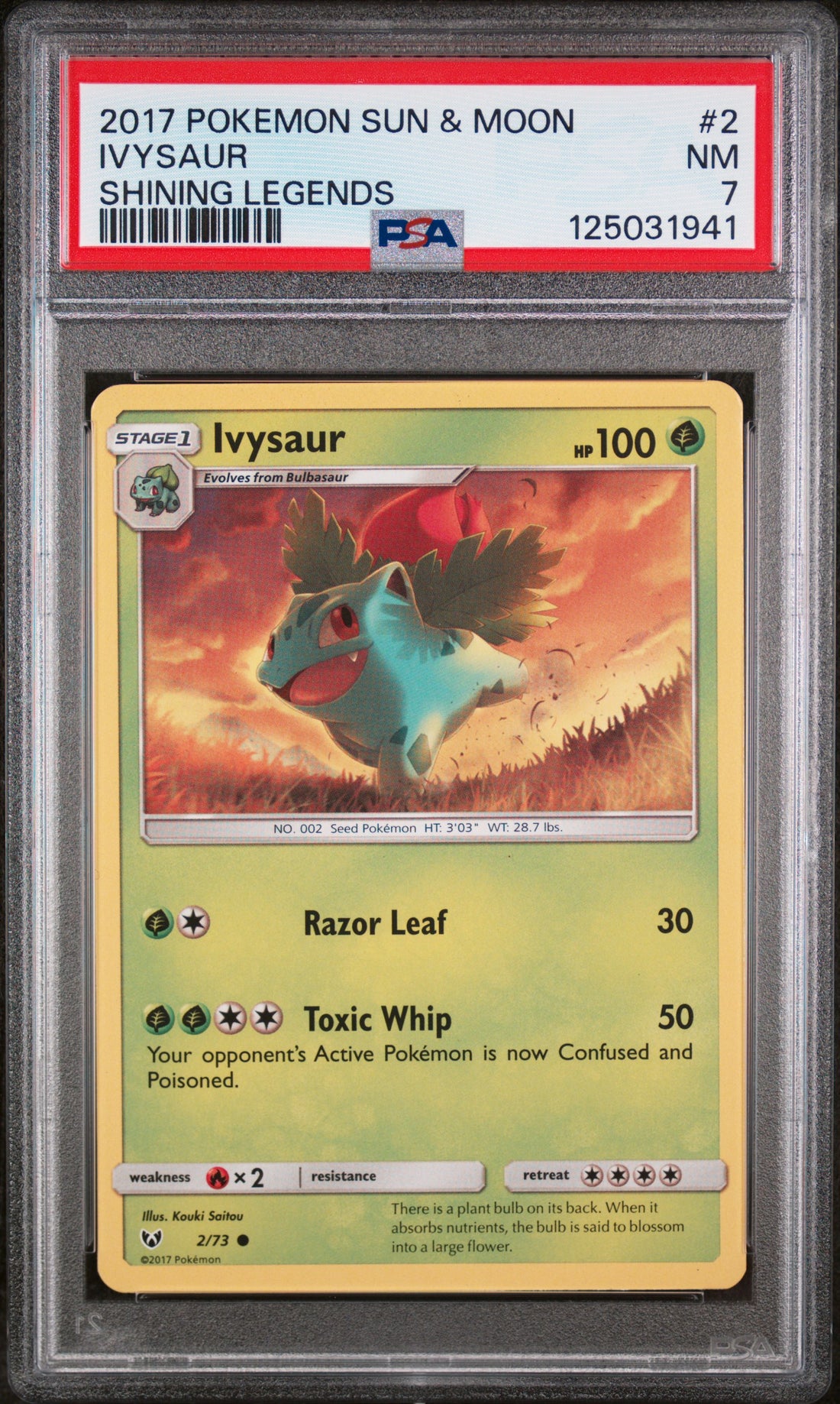 Ivysaur Shining Legends Pokemon Sun & Moon Shining Legends 2 NM PSA 7