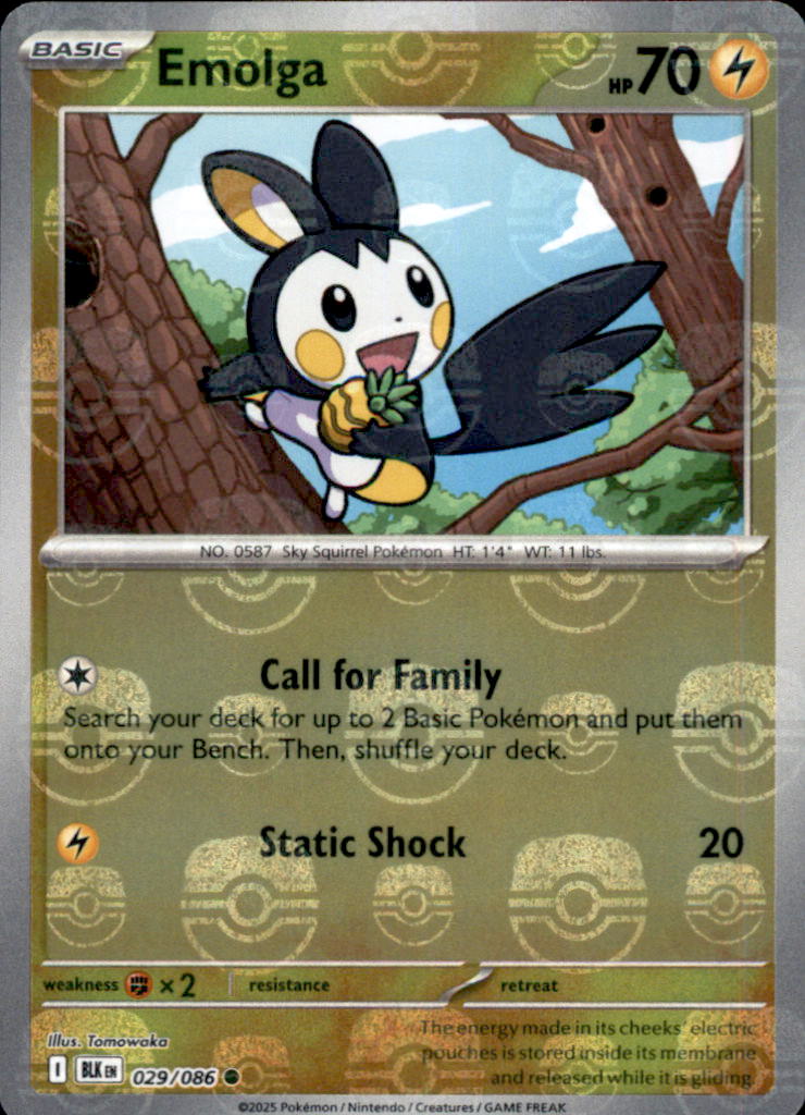 Emolga (Poke Ball Pattern) Holo Common SV: Black Bolt 029/086 NM