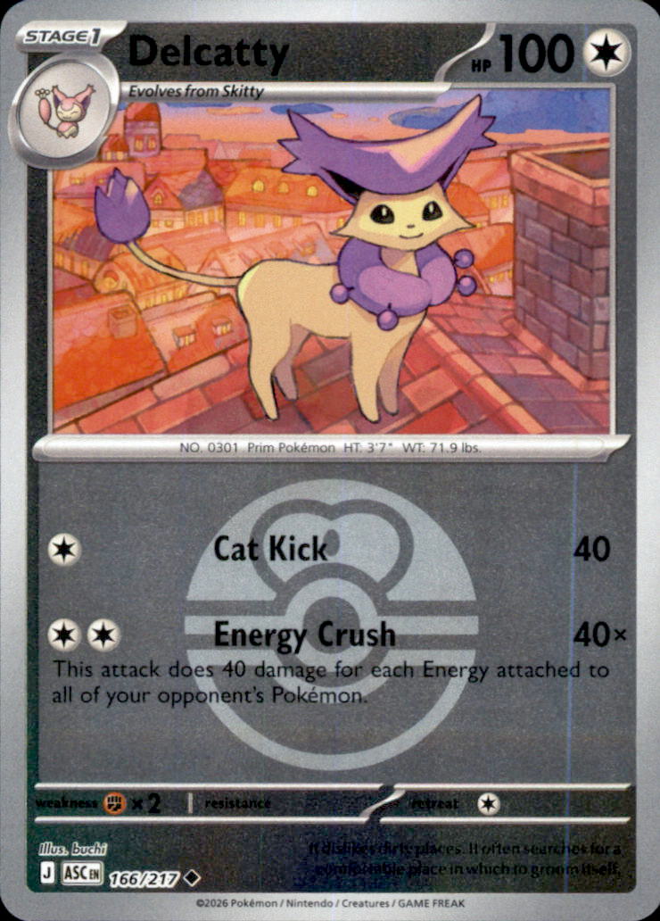 Delcatty (Love Ball) Reverse Holo Uncommon ME: Ascended Heroes 166/217 NM