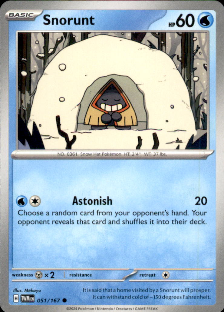 Snorunt Common SV06: Twilight Masquerade 051/167 NM