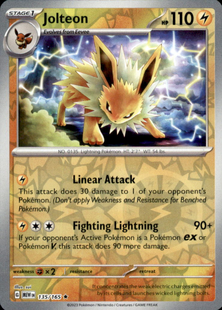 Jolteon Reverse Holo Rare SV: Scarlet & Violet 151 135/165 NM