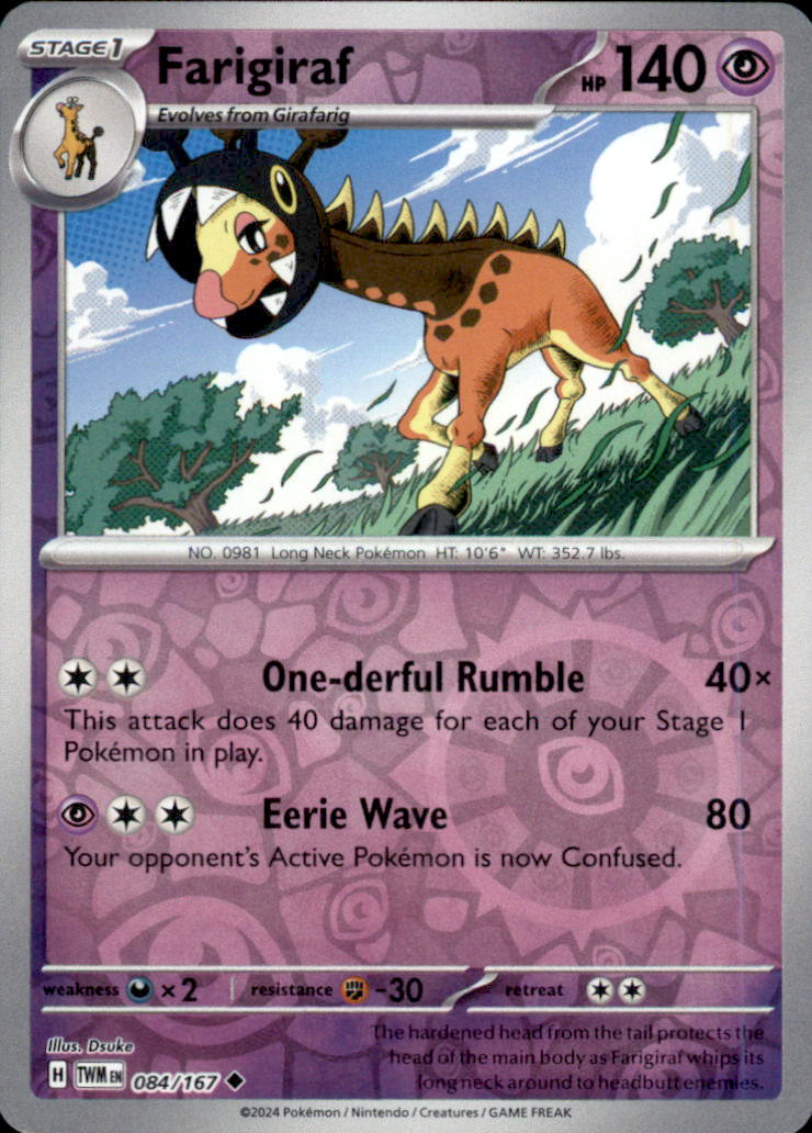 Farigiraf Reverse Holo Uncommon SV06: Twilight Masquerade 084/167 NM