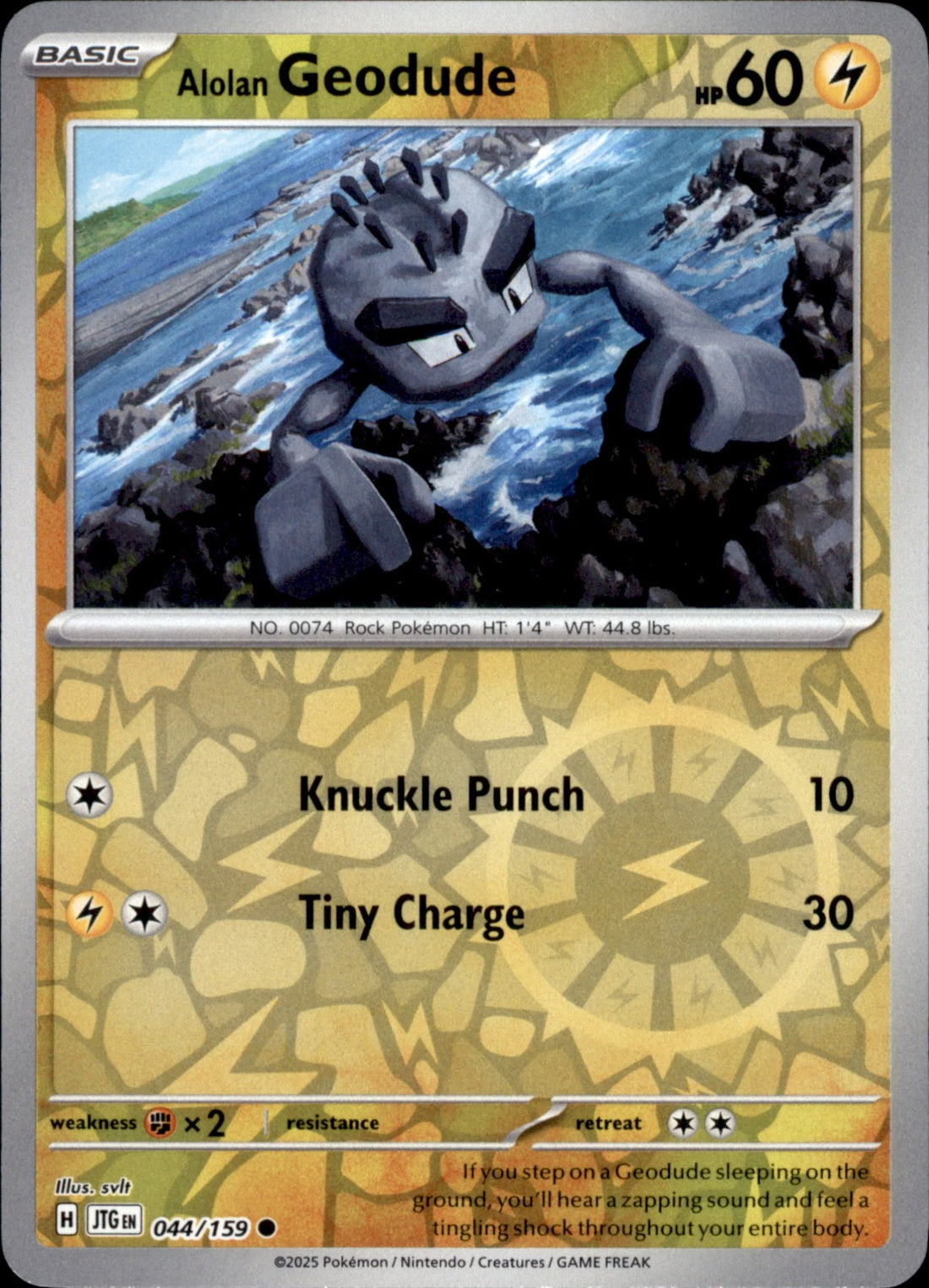 Alolan Geodude Reverse Holo Common SV09: Journey Together 044/159 NM