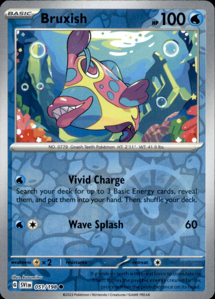 Bruxish Reverse Holo Common SV01: Scarlet & Violet Base Set 051/198 MP