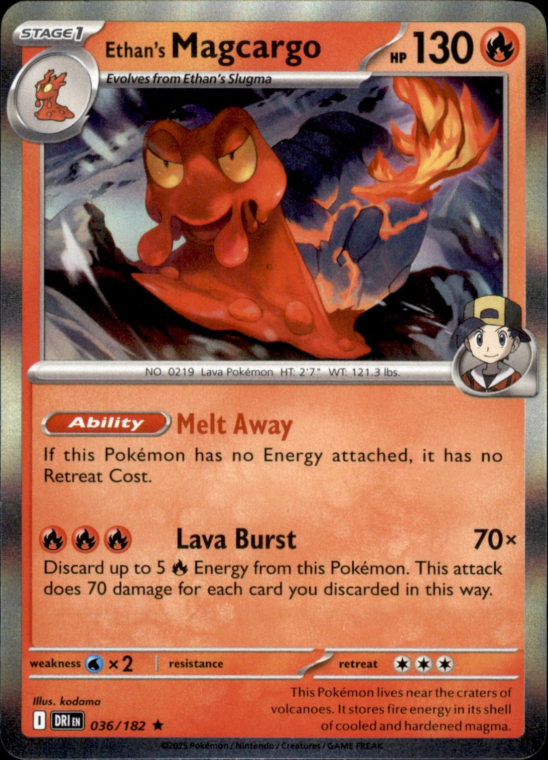 Ethan's Magcargo Holo Rare SV10: Destined Rivals 036/182 NM