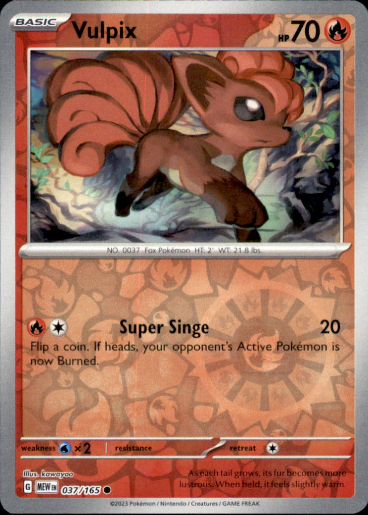 Vulpix Reverse Holo Common SV: Scarlet & Violet 151 037/165 NM