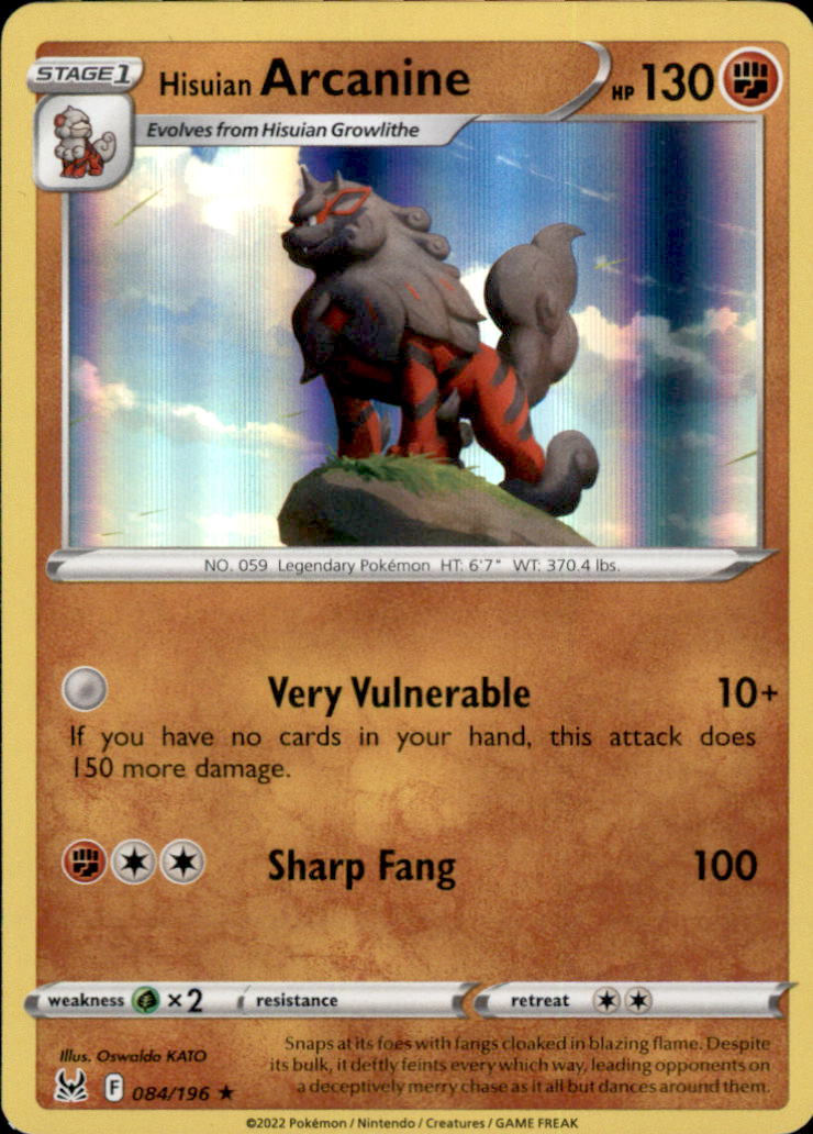 Hisuian Arcanine Holo Rare SWSH11: Lost Origin 084/196 NM