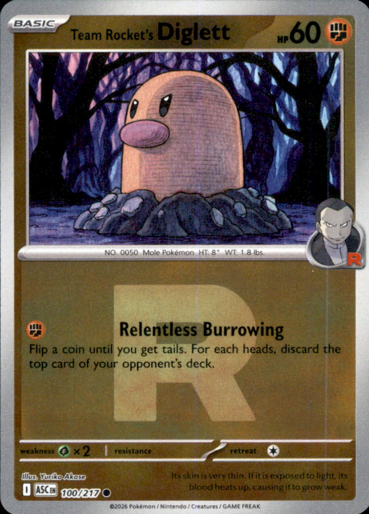 Team Rocket's Diglett Reverse Holo Common ME: Ascended Heroes 100/217 NM