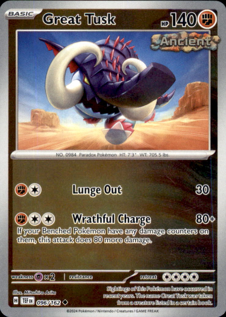 Great Tusk Reverse Holo Uncommon SV05: Temporal Forces 096/162 NM