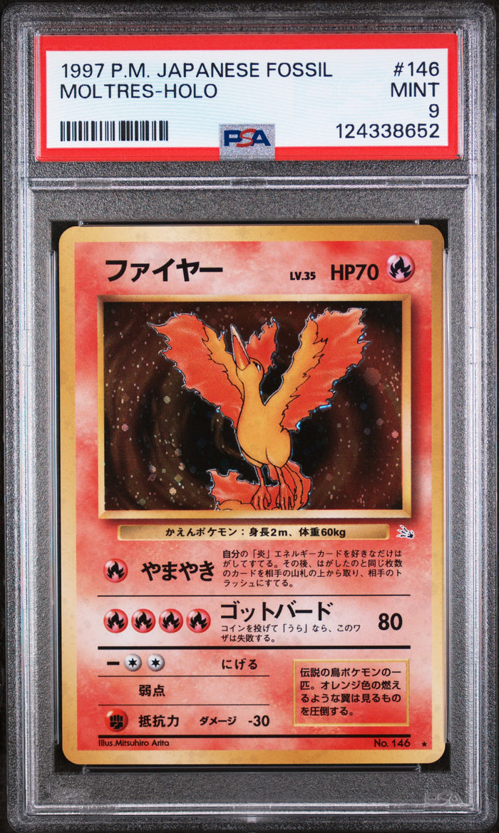 Moltres-Holo Pokemon Japanese Fossil 146 NM PSA 9
