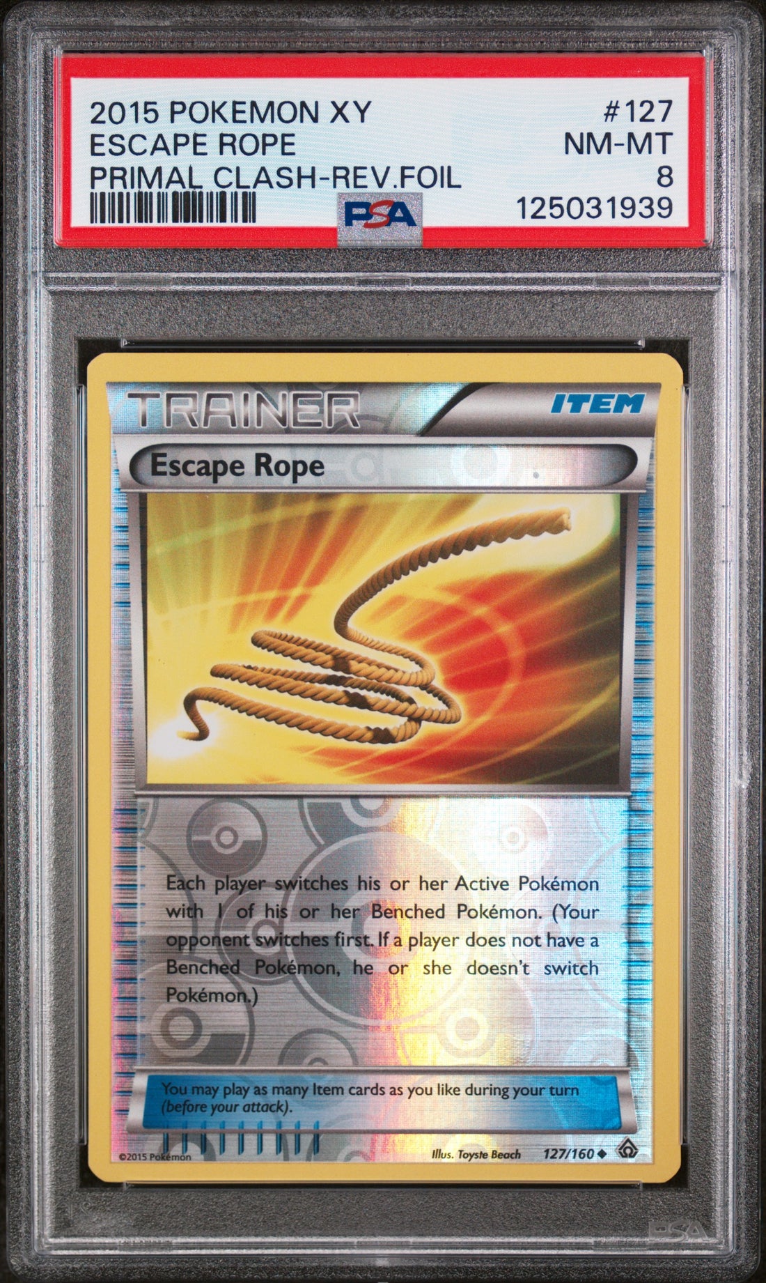 Escape Rope Primal Clash-Rev.Foil Pokemon Xy Primal Clash 127 NM PSA 8