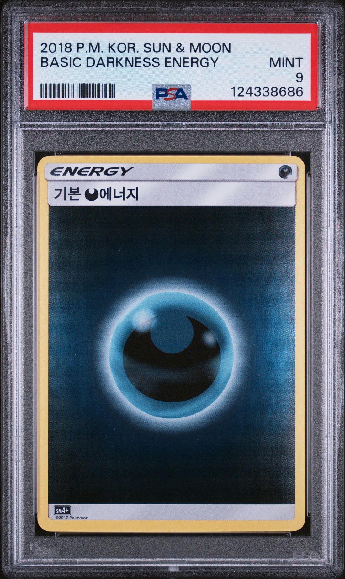 Basic Darkness Energy Pokemon Korean Sun & Moon Gx Battle Boost NM PSA 9