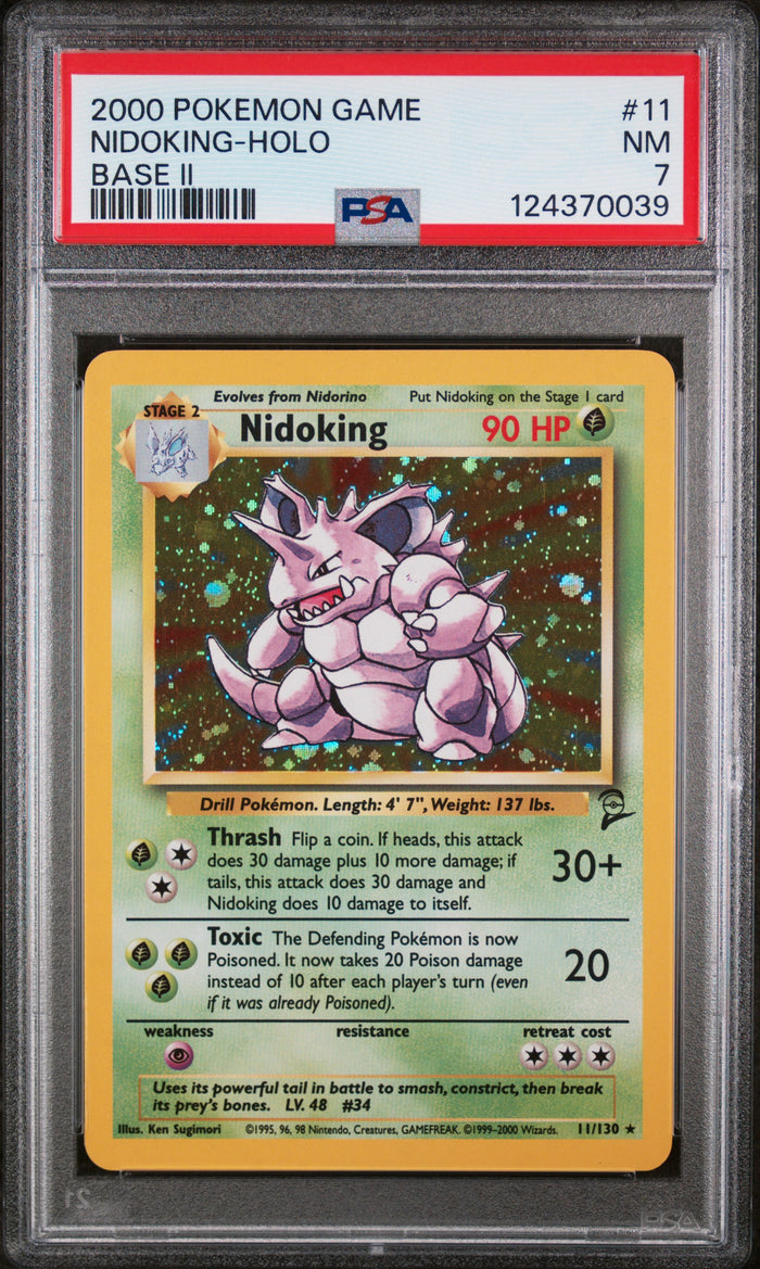 Nidoking-Holo Base Ii Pokemon Game Base Ii 11 NM PSA 7