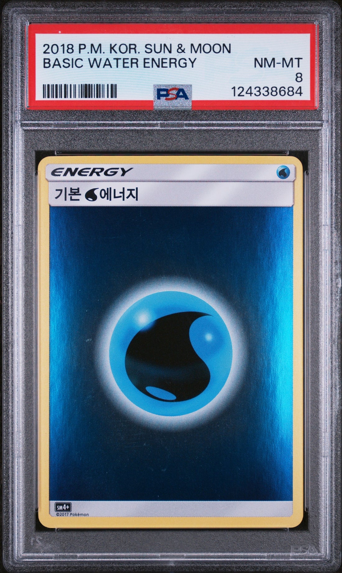 Basic Water Energy Pokemon Korean Sun & Moon Gx Battle Boost NM PSA 8