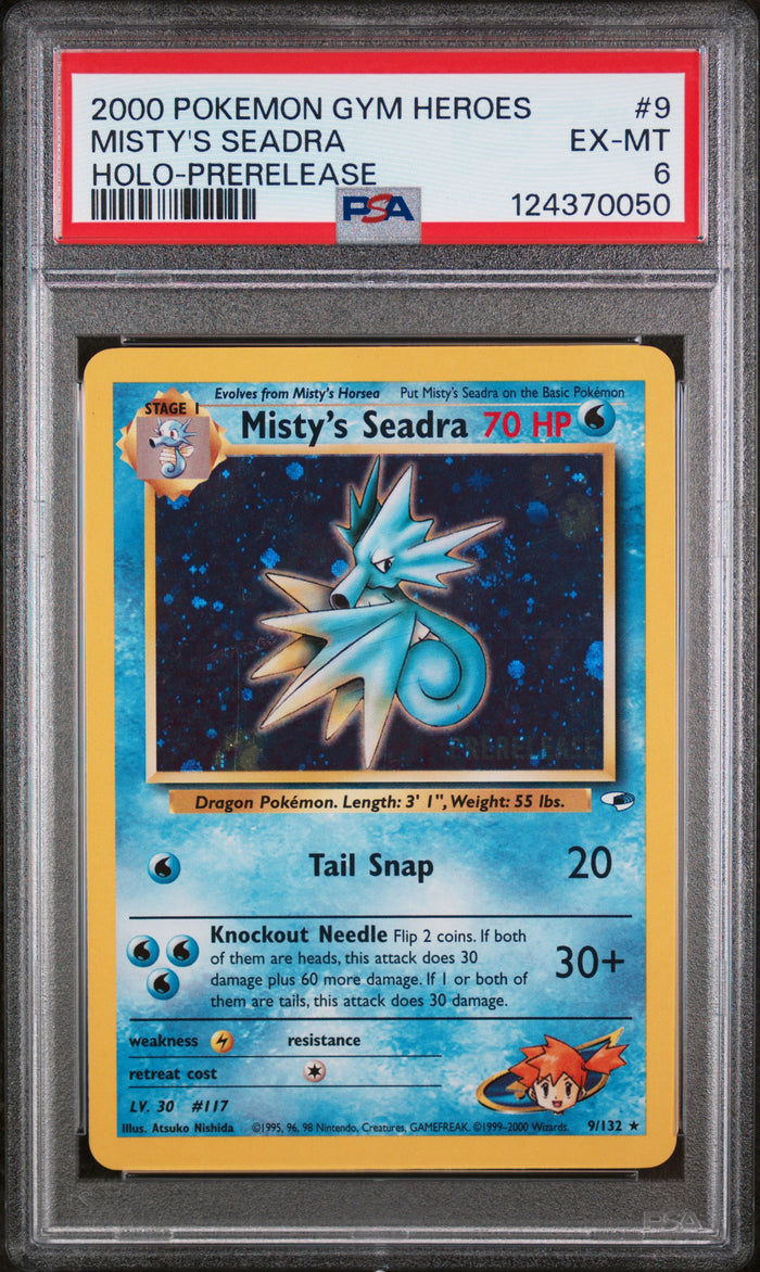 Misty'S Seadra Holo-Prerelease Pokemon Gym Heroes 9 NM PSA 6
