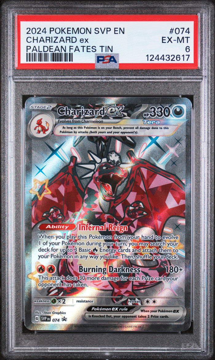 Charizard Ex Paldean Fates Tin Pokemon Svp En-Sv Black Star Promo 074 NM PSA 6
