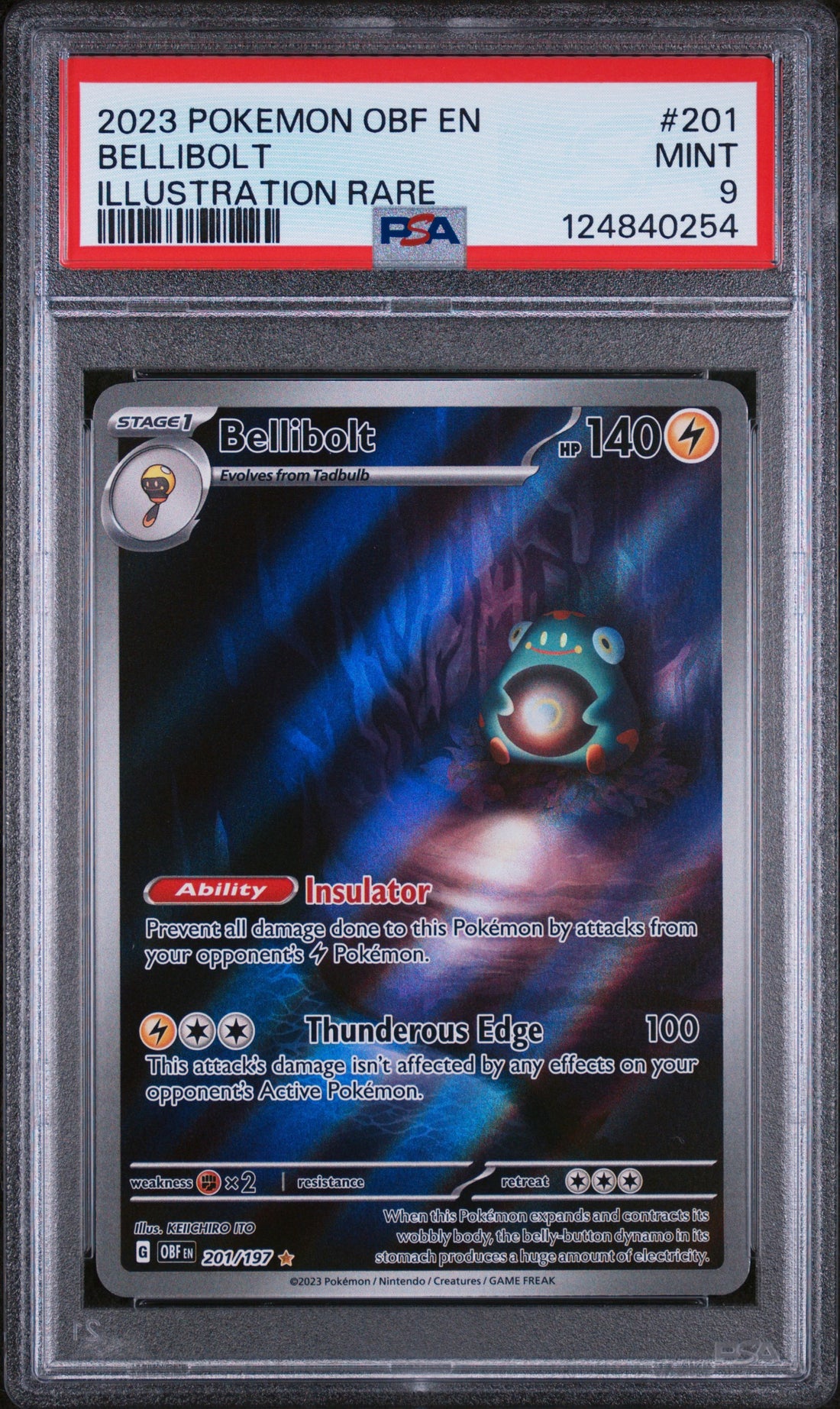 Bellibolt Illustration Rare Pokemon Obf En-Obsidian Flames 201 NM PSA 9
