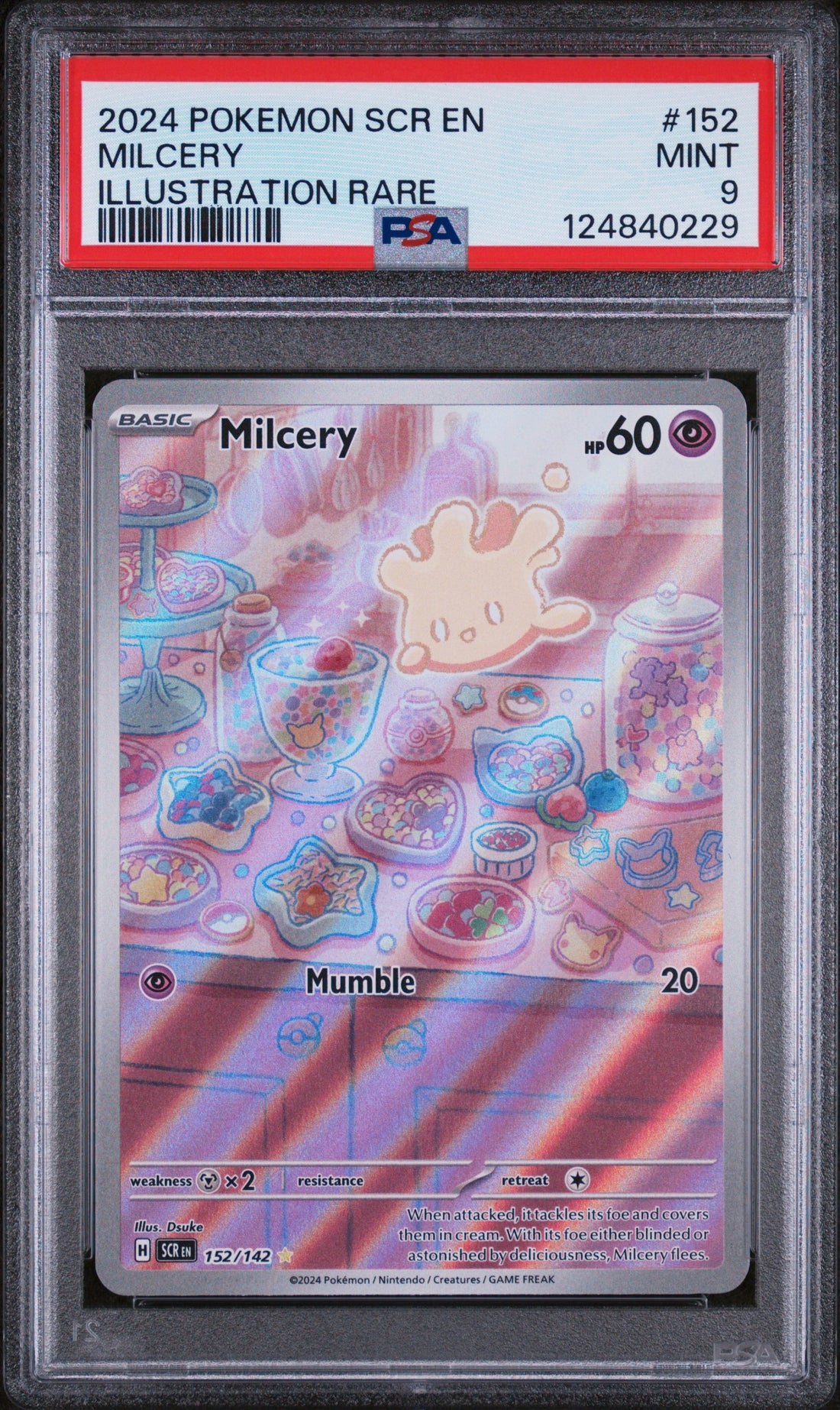 Milcery Illustration Rare Pokemon Scr En-Stellar Crown 152 NM PSA 9