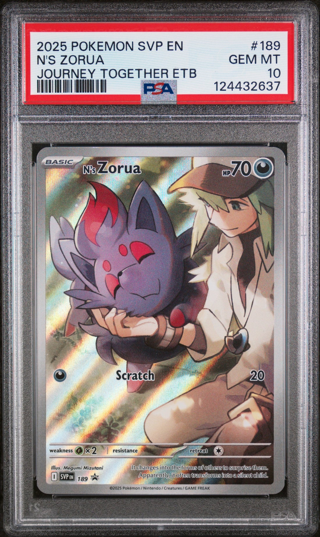 N'S Zorua Journey Together Etb Pokemon Svp En-Sv Black Star Promo 189 NM PSA 10