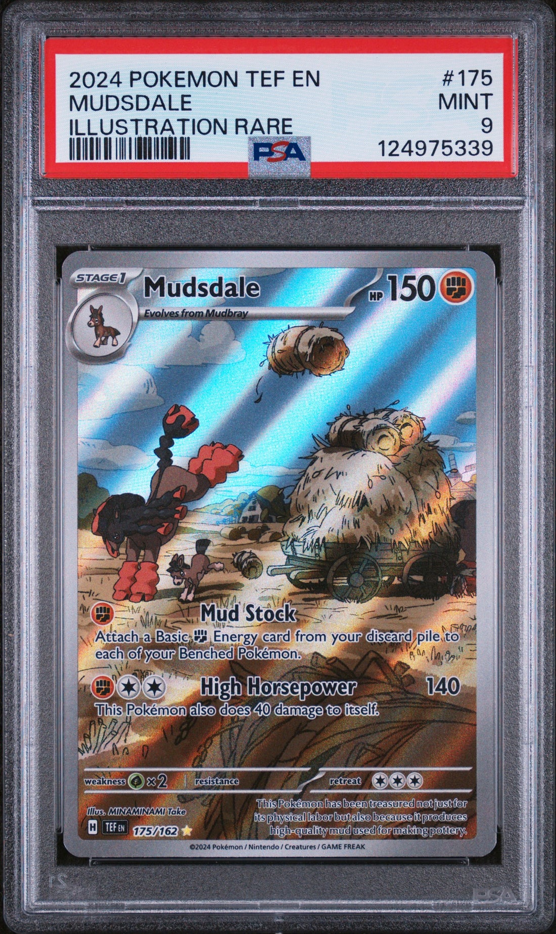 Mudsdale Illustration Rare Pokemon Tef En-Temporal Forces 175 NM PSA 9
