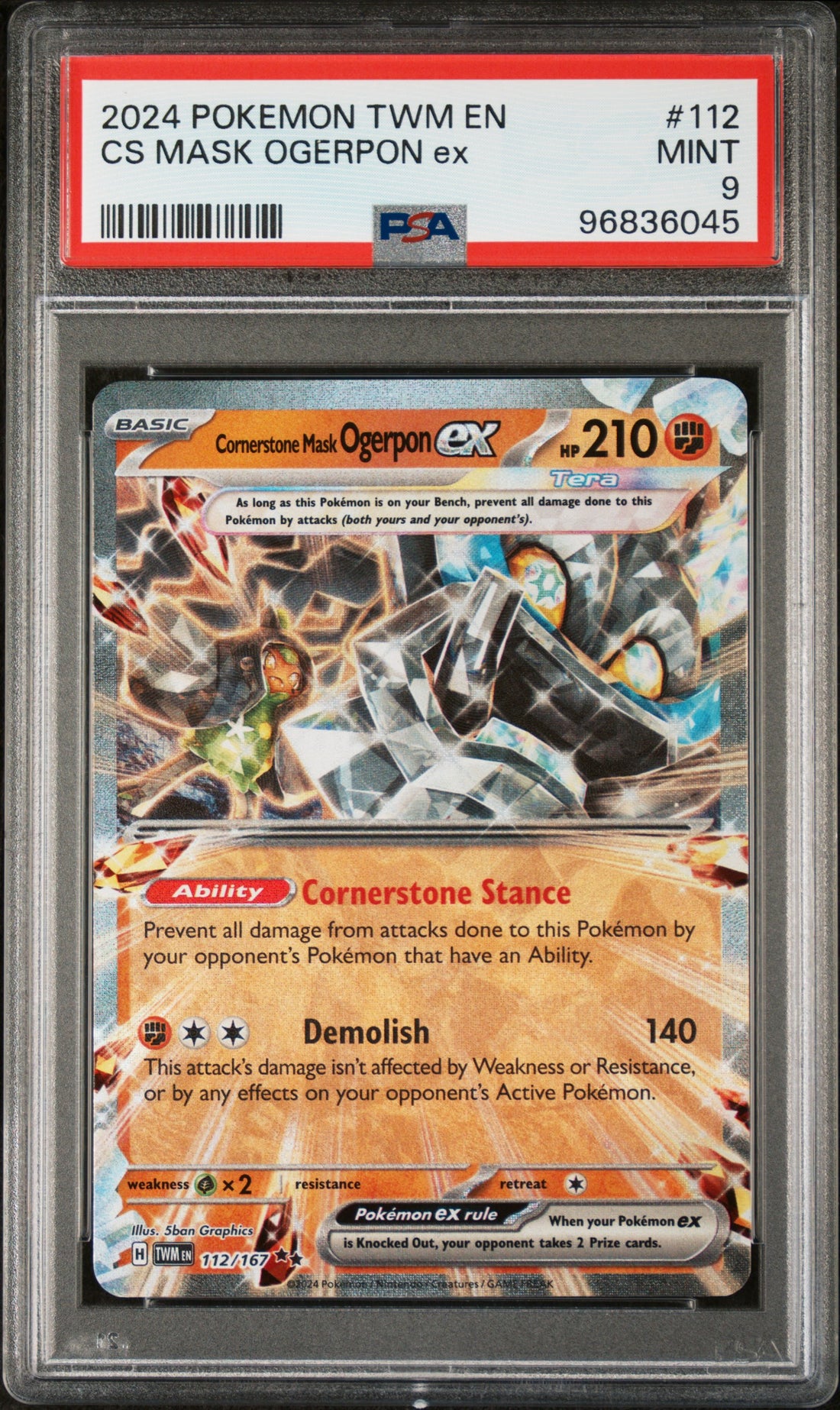 Cs Mask Ogerpon Ex Pokemon Twm En-Twilight Masquerade 112 NM PSA 9