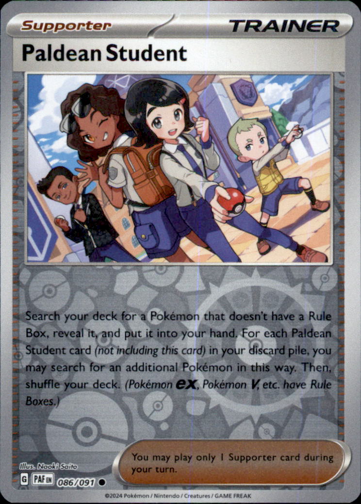 Paldean Student Reverse Holo Common SV: Paldean Fates 086/091 NM