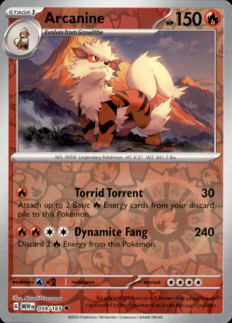 Arcanine Reverse Holo Uncommon SV: Scarlet & Violet 151 059/165 NM