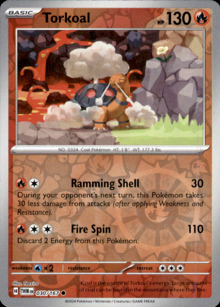 Torkoal Reverse Holo Common SV06: Twilight Masquerade 030/167 NM