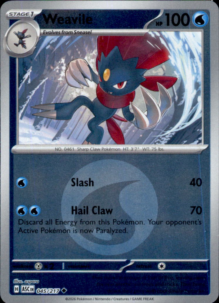 Weavile (Energy Symbol Pattern) Reverse Holo Uncommon ME: Ascended Heroes 045/217 NM