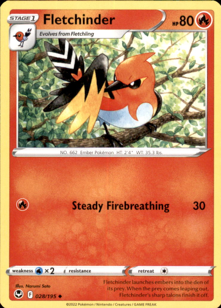 Fletchinder Uncommon SWSH12: Silver Tempest 028/195 NM