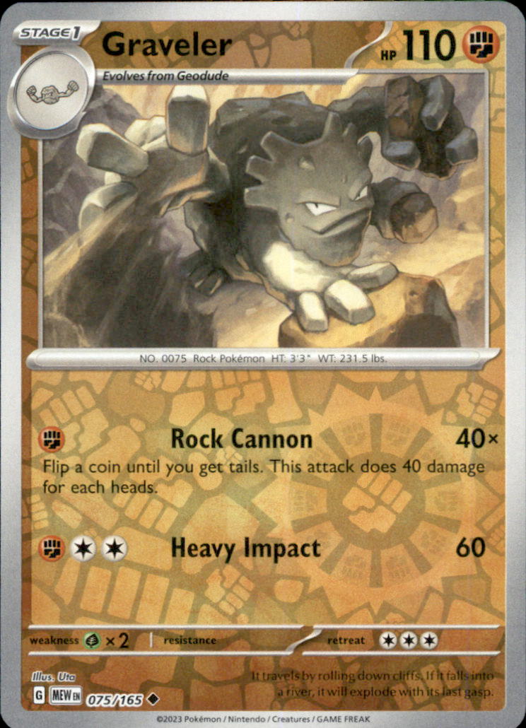 Graveler Reverse Holo Uncommon SV: Scarlet & Violet 151 075/165 NM