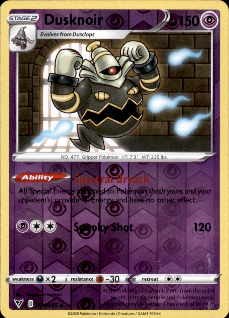 Dusknoir Reverse Holo Holo Rare SWSH04: Vivid Voltage 071/185 NM